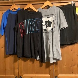 New Bundle tshirt for boys size Large REI Rashguard; under armor Soccer T +